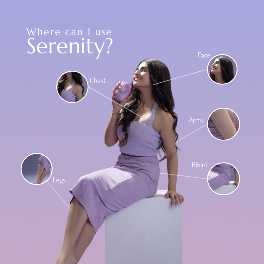 Serenity IPL can be used all over the body from face, chest, arms, legs to bikini area. Setosa IPL Handset is safe to use all over the body.